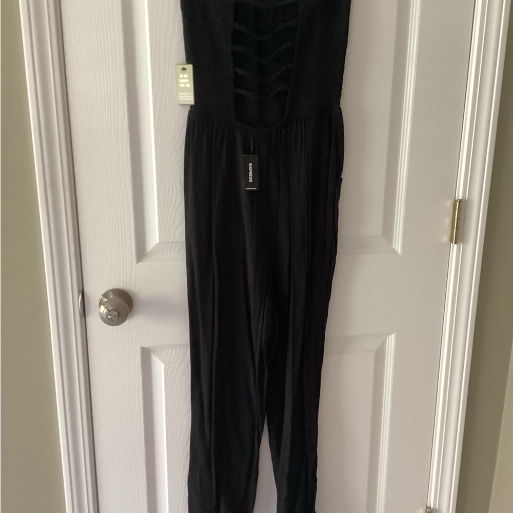 Express Black Strapless Jumpsuit with Sleek Silhouette (PRICEDROP) - Picture 3 of 6